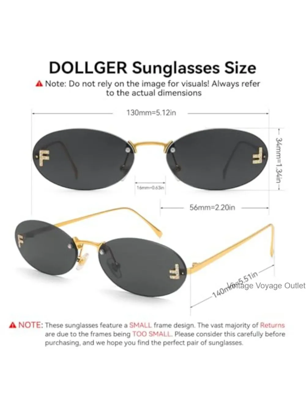 Rimless Oval Sunglasses Y2K Retro Metal Frame UV Protection